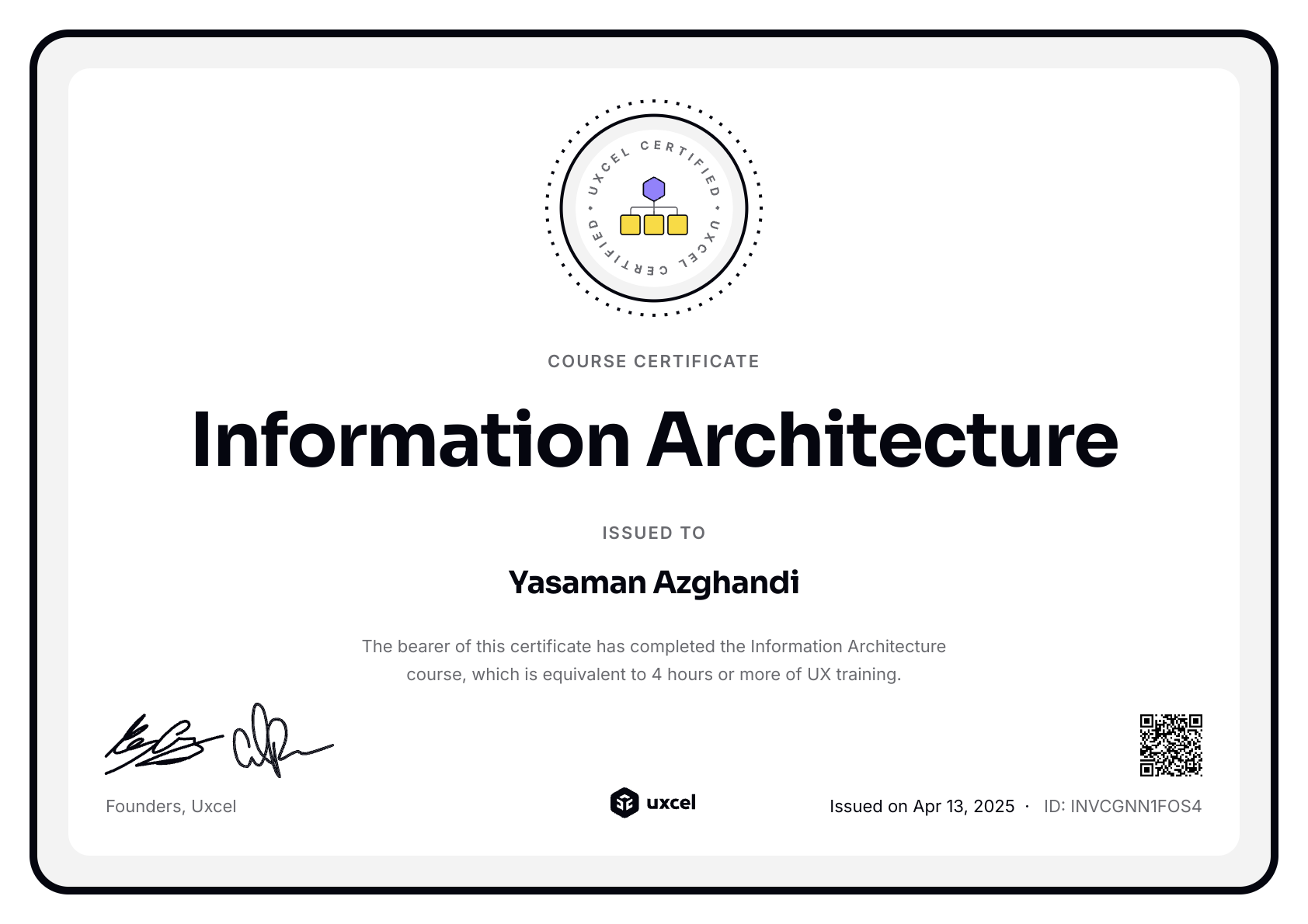 Yasaman Azghandi's certificate
